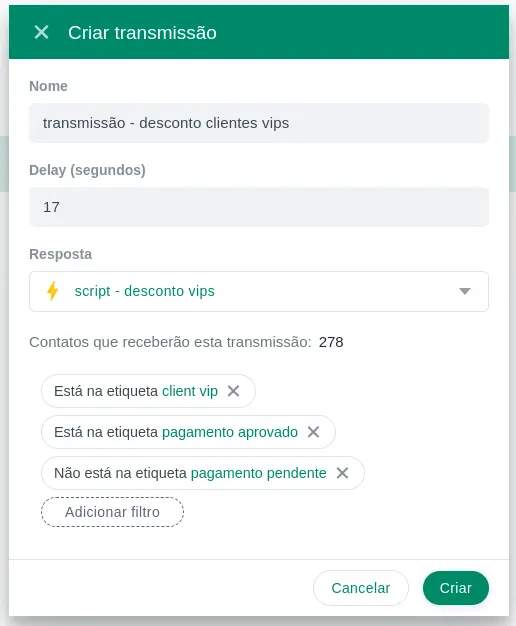 Transmissões - TalkyZap WhatsApp