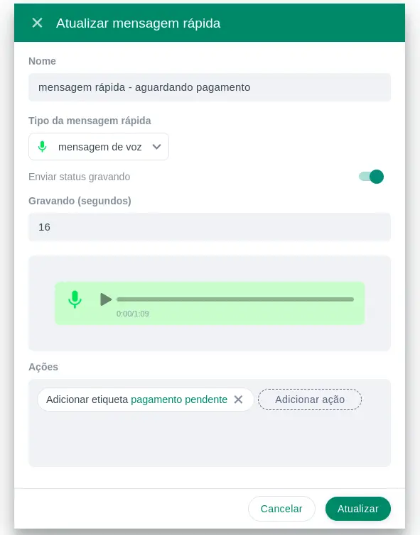 Mensagens rápidas - TalkyZap WhatsApp